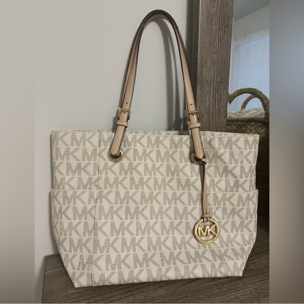 Michael Kors Beige Monogram Tote